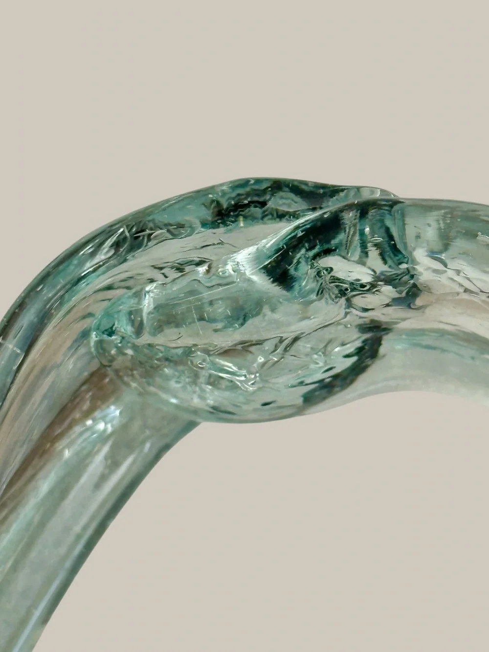 Murano Style Hand Blown Art Glass Basket Vase Blue Gray Swirl Controlled Bubble